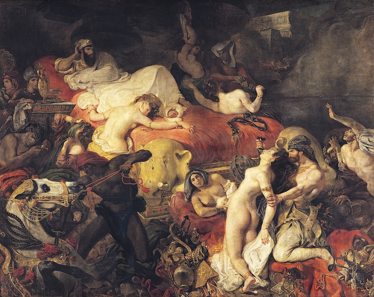 Eug�ne Delacroix, The Death of Sardanapalus (1827). An editorial companion to JET�s comparison of himself to a ruler planning a spectacular funeral.
